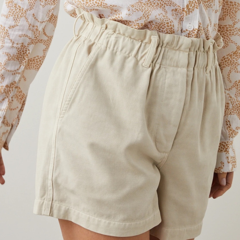 Rails Monte Oat Linen Blend Pull On Cuffed High Waist Shorts Sz L